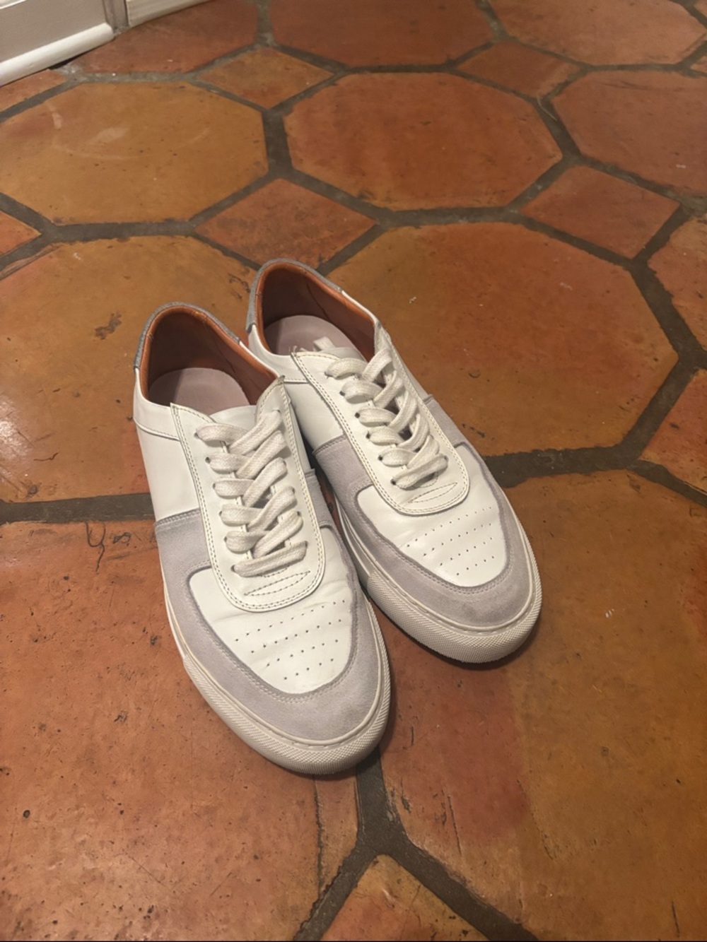 Beckett Simonon Garcia Men's White and Light Gray Leather Sneakers